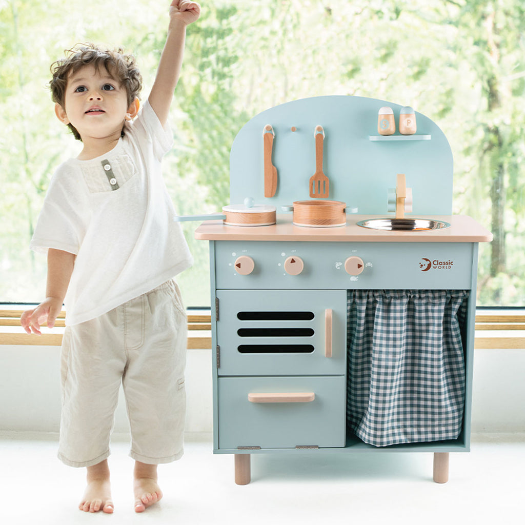 Blue Retro Play Kitchen by Classic World – Lifespan Kids