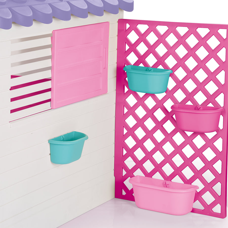 Garden Playhouse with Pink Fence