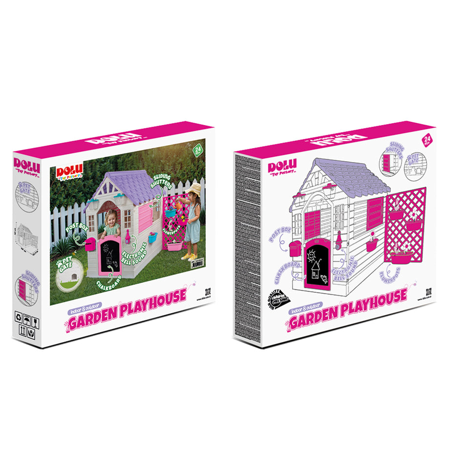 Garden Playhouse with Pink Fence