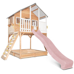 Winchester Cubby House (Elevated 1.2m) with 2.2m Slide (Pastel Pink)