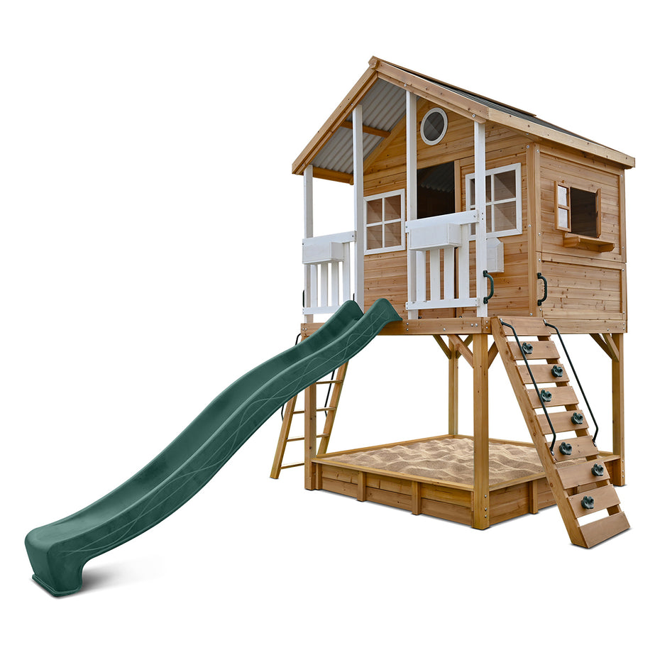 Winchester Cubby House with 1.45m Elevation Platform and 3m Green Slide