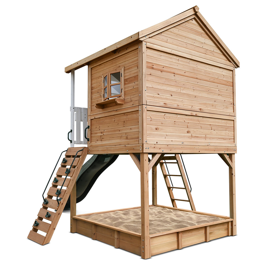 Winchester Cubby House with 1.45m Elevation Platform and 3m Green Slide