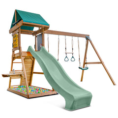 Birmingham Swing Set & Playground with 2.2m Slide (Pastel Green)