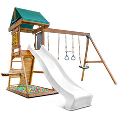 Birmingham Swing Set & Playground with 2.2m Slide (White)