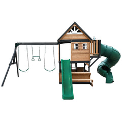 Claremont Swing Set & Playground with 2.2m Slide (Green)