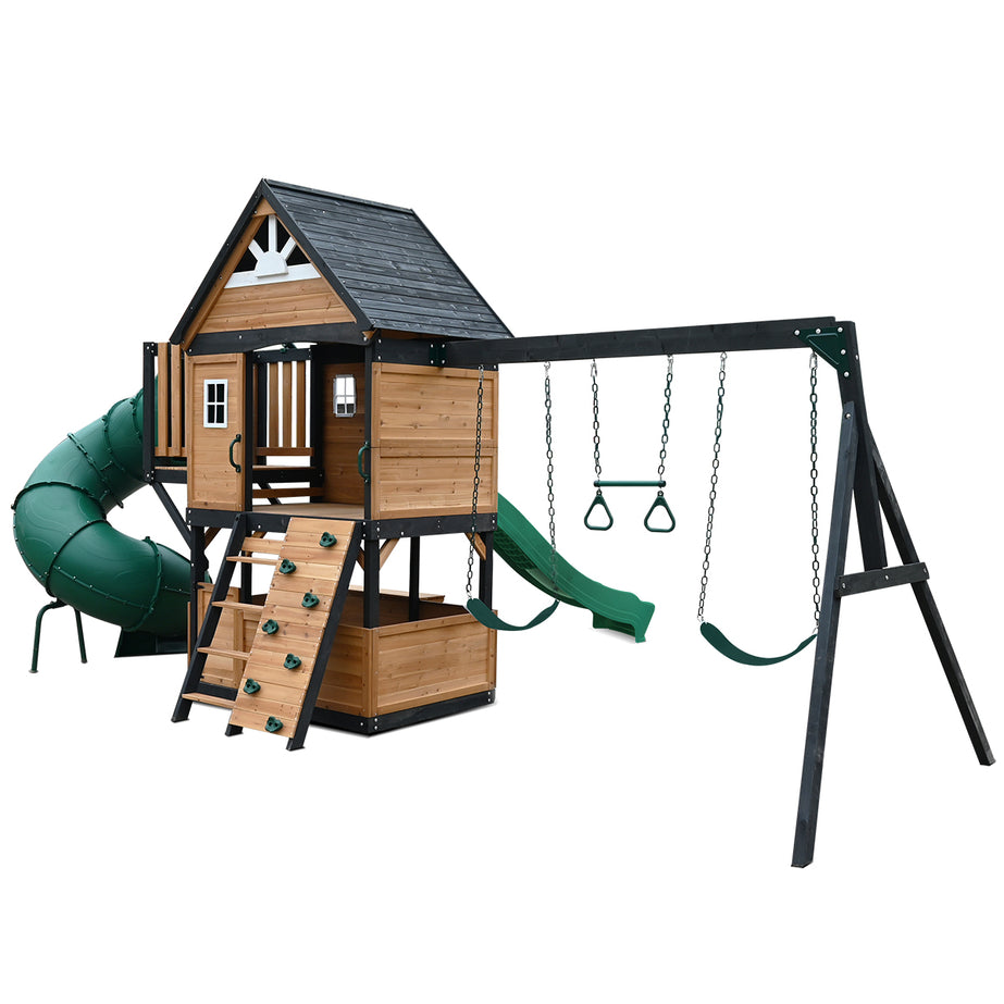 Claremont Swing Set & Playground with 2.2m Slide (Green)