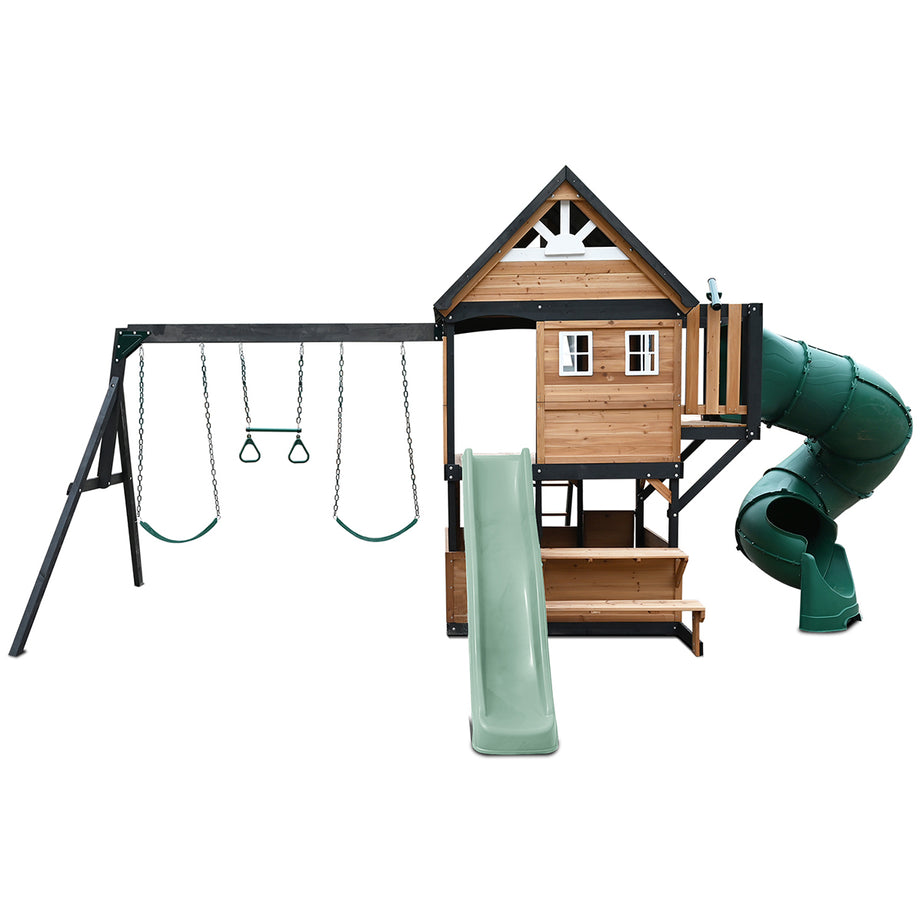 Claremont Swing Set & Playground with 2.2m Slide (Pastel Green)