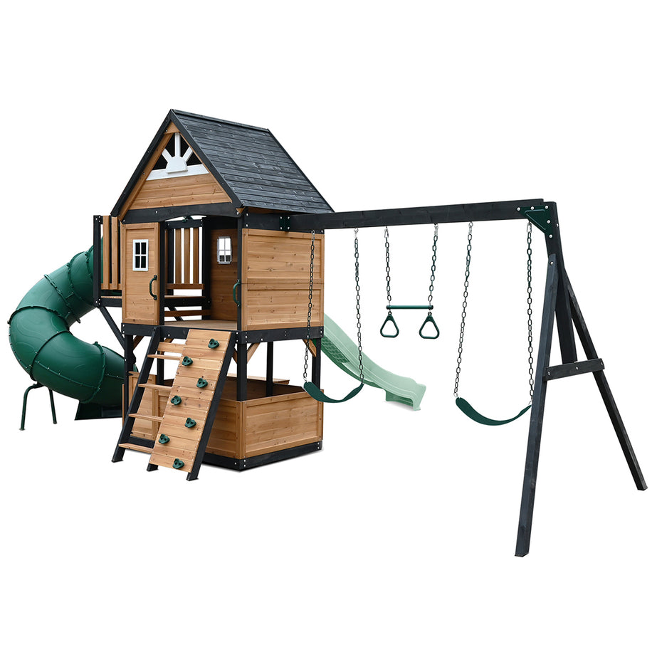 Claremont Swing Set & Playground with 2.2m Slide (Pastel Green)