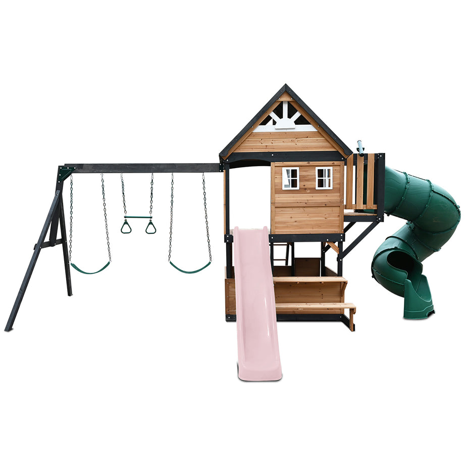 Claremont Swing Set & Playground with 2.2m Slide (Pastel Pink)
