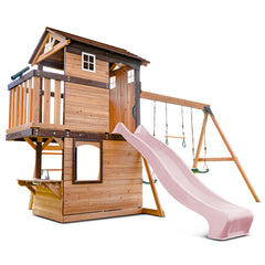Darlington Swing Set & Playground with 2.2m Slide (Pastel Pink)