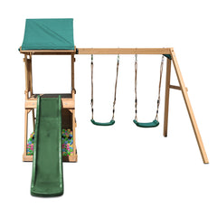 Greenvale Swing Set & Playground with 1.8m Slide (Green)