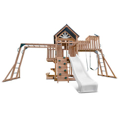 Kensington Swing Set, Monkey Bars & Playground with 2.2m Slide (White)