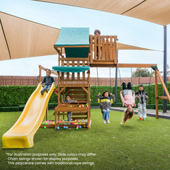 Walton Swing Set, Monkey Bars & Playground with 2.2m Slide (Pastel Green)