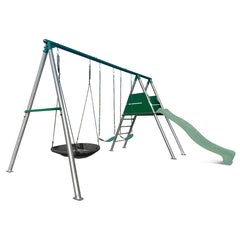 Europa Commercial Grade Steel Swing Set with Climb & 2.2m Slide (Pastel Green)