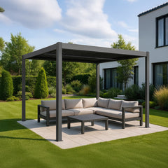 Yardtopia Elmont 3m x 3m Aluminium Adjustable Louvre Pergola (Charcoal Grey)
