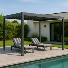 Yardtopia Elmont 3m x 4m Aluminium Adjustable Louvre Pergola (Charcoal Grey)
