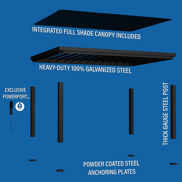 Backyard Discovery Trenton Steel Pergola 3.6m x 4.9m x 2.3m (16ft x 12ft)