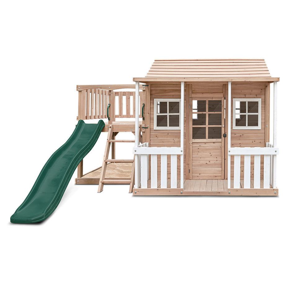 Finley Cubby House with 1.8m Green Slide