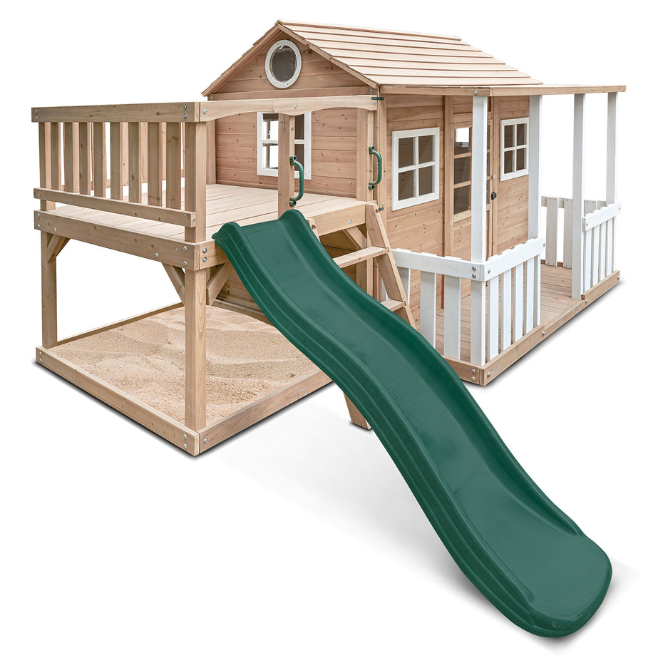 Finley Cubby House with 1.8m Green Slide