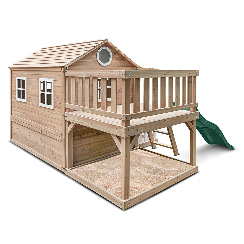 Finley Cubby House with 1.8m Green Slide