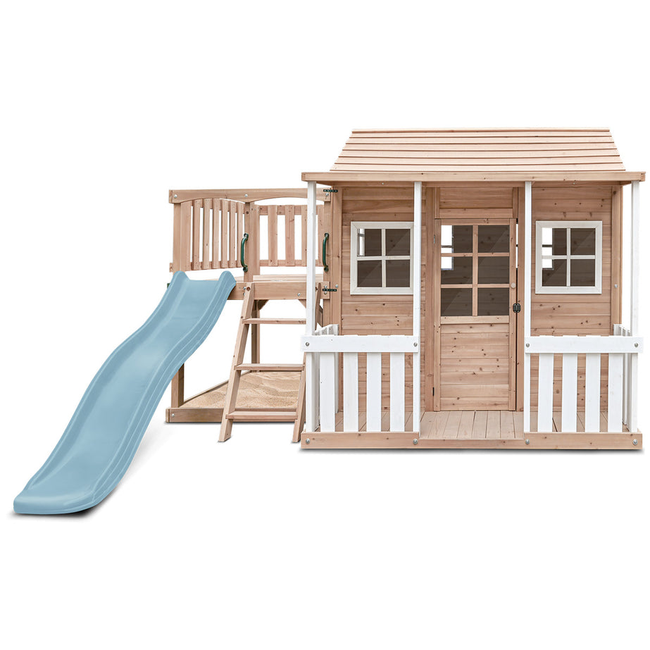 Finley Cubby House with 1.8m Pastel Blue Slide