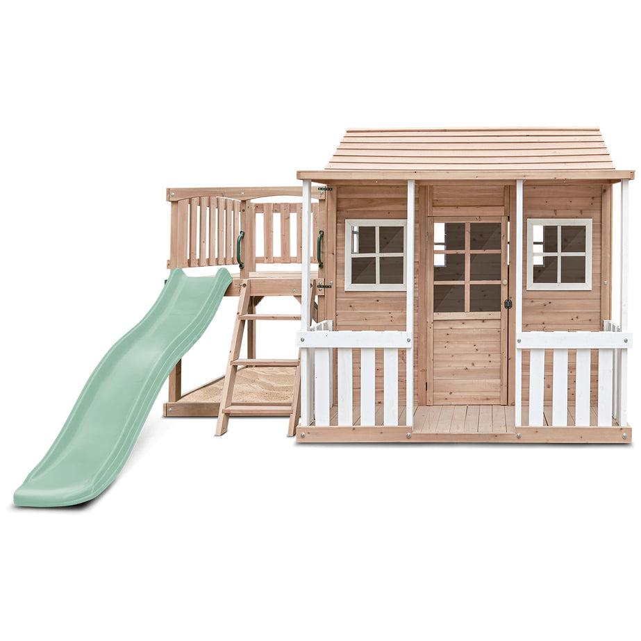 Finley Cubby House with 1.8m Pastel Green Slide