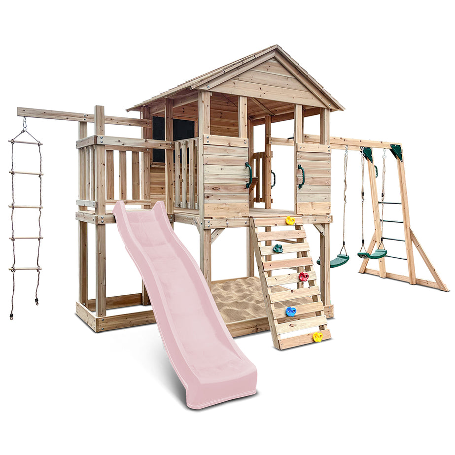 Kingston Cubby House with 2.2m Slide (Pastel Pink)
