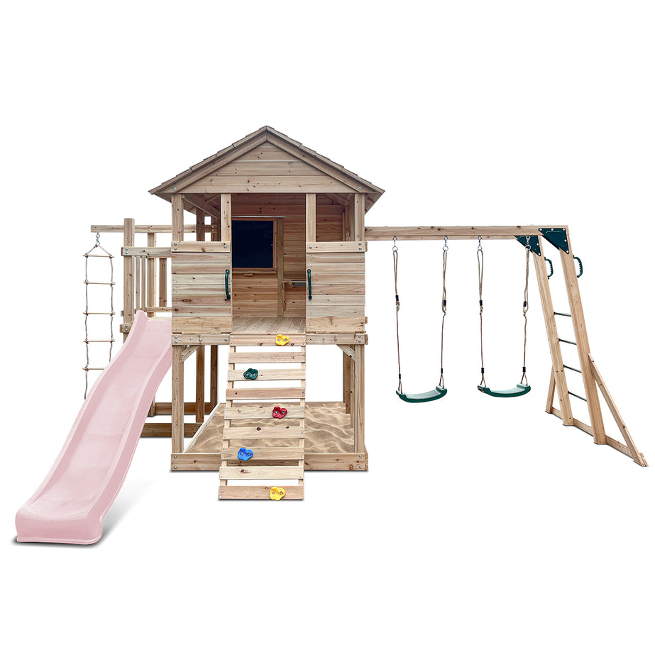 Kingston Cubby House with 2.2m Slide (Pastel Pink)
