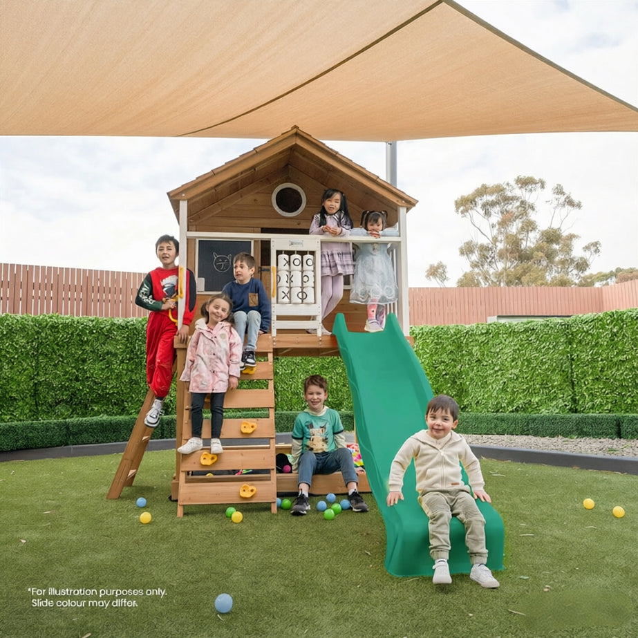 Warrigal Cubby House with 2.2m Slide (Pastel Green)