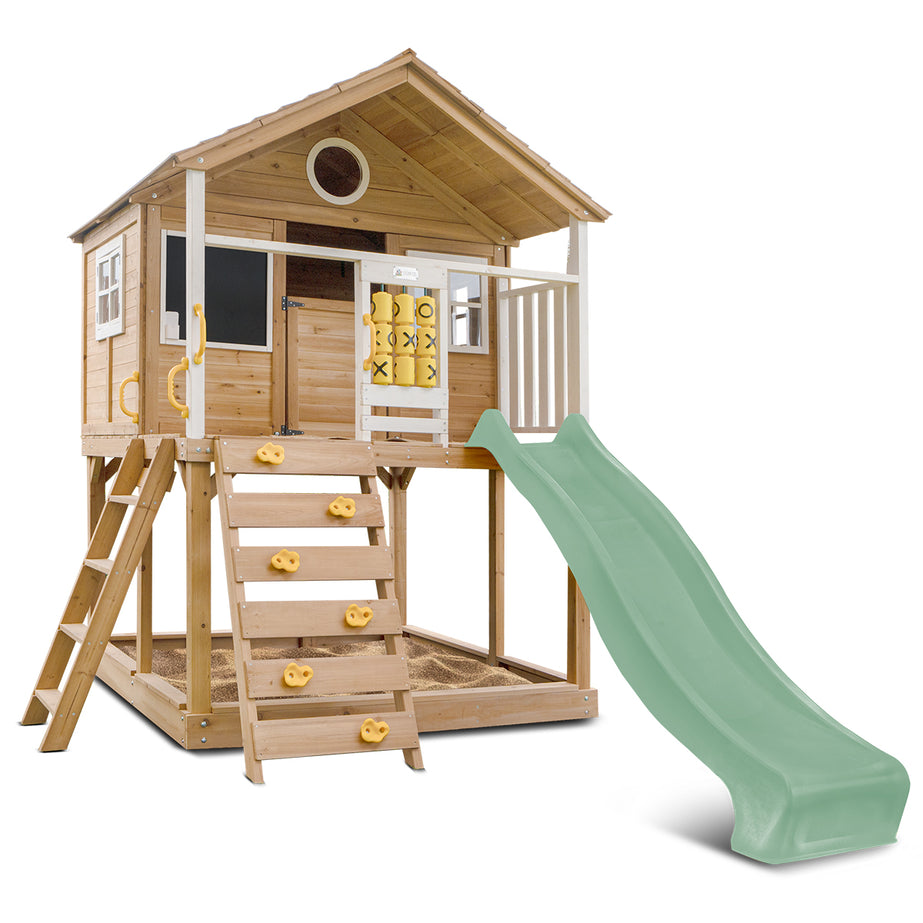 Warrigal Cubby House with 2.2m Slide (Pastel Green)