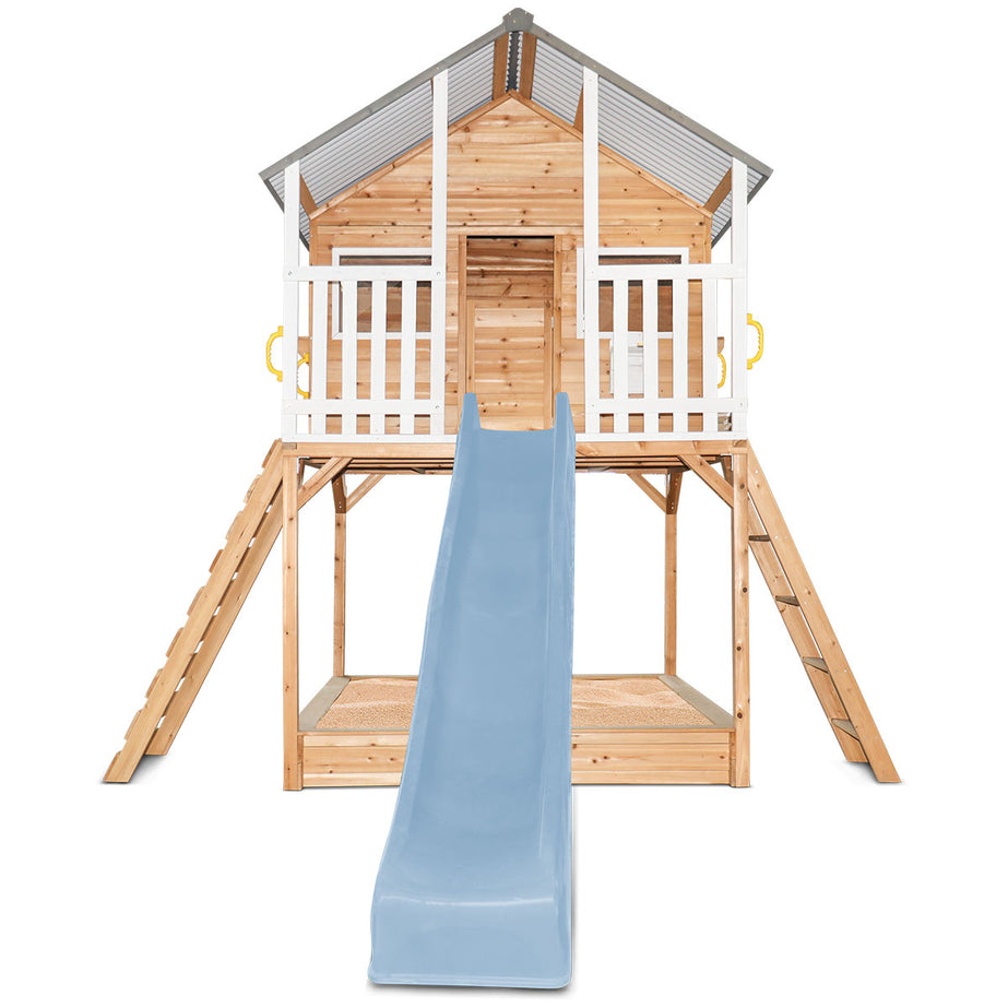 Winchester Cubby House (Elevated 1.2m) with 2.2m Slide (Pastel Blue)