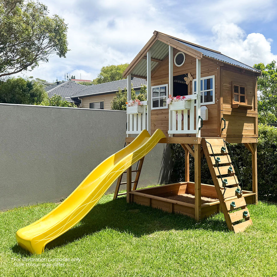 Winchester Cubby House (Elevated 1.2m) with 2.2m Slide (Pastel Green)