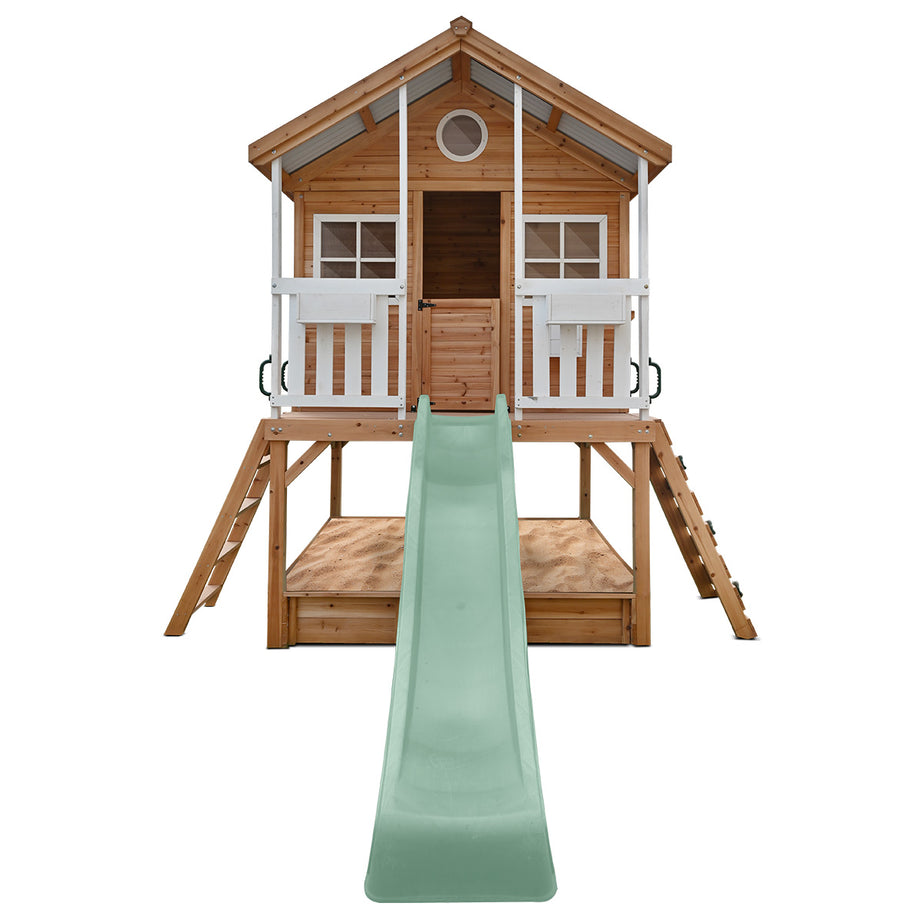 Winchester Cubby House (Elevated 1.2m) with 2.2m Slide (Pastel Green)