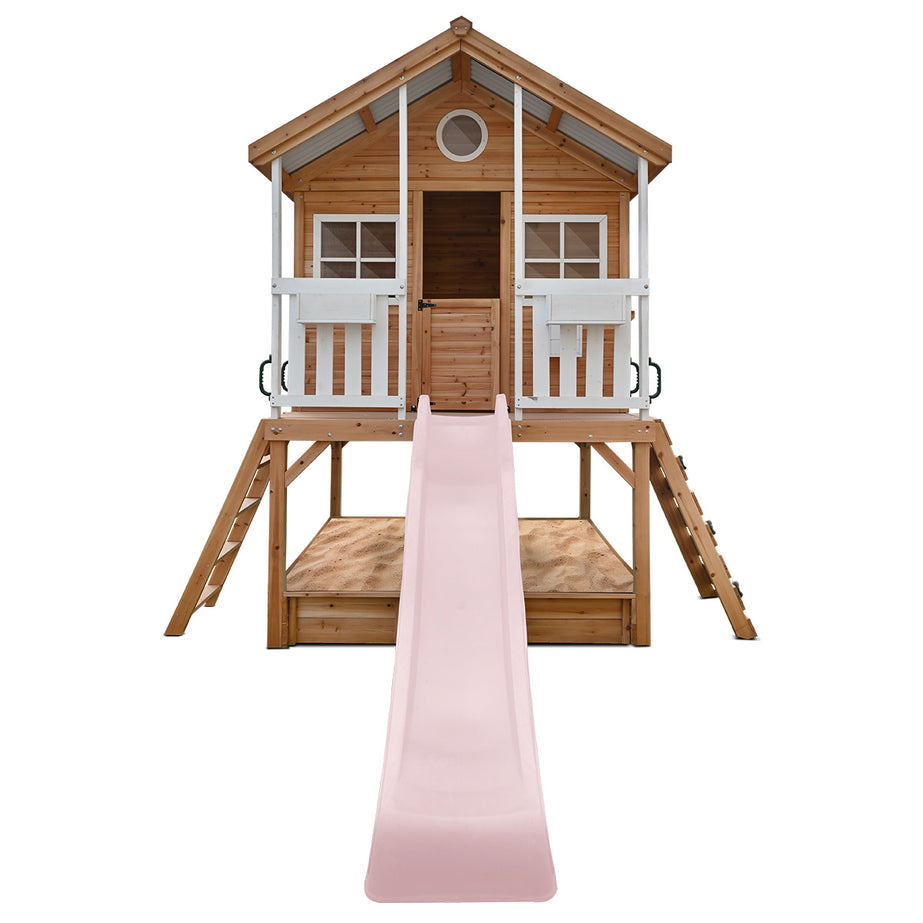 Winchester Cubby House (Elevated 1.2m) with 2.2m Slide (Pastel Pink)