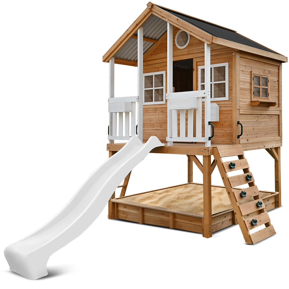 Winchester Cubby House (Elevated 1.2m) with 2.2m Slide (White)