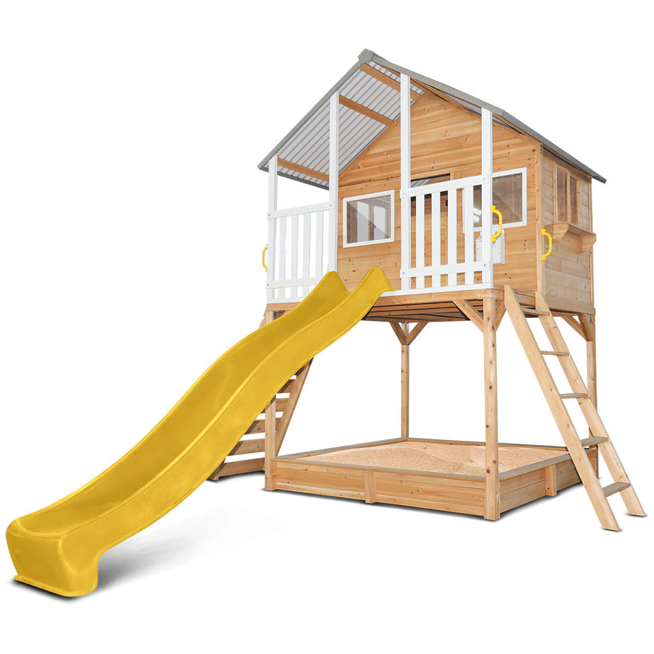 Winchester Cubby House (Elevated 1.2m) with 2.2m Slide (Yellow)