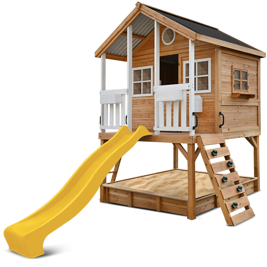 Winchester Cubby House (Elevated 1.2m) with 2.2m Slide (Yellow)