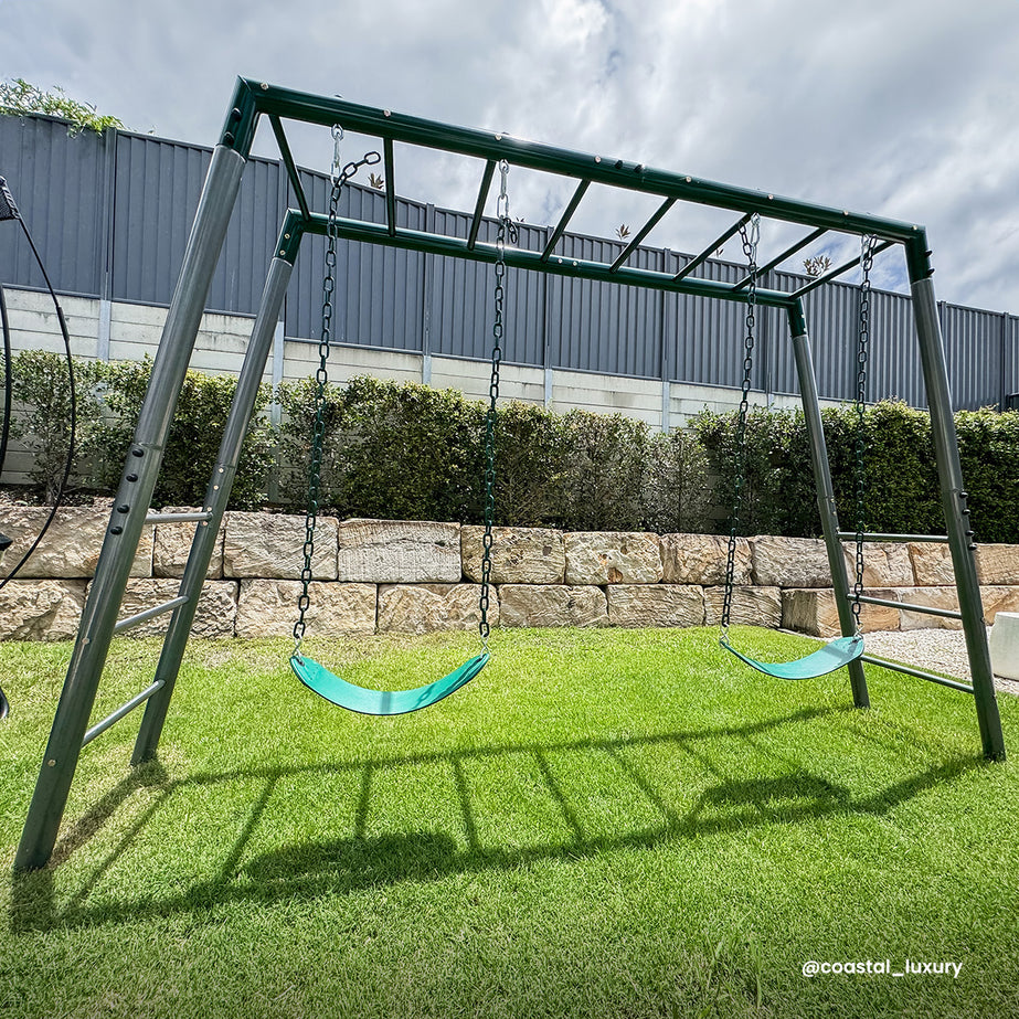 Stanley Commerical Steel Monkey Bars with Anchor Kit and Basketball Ring