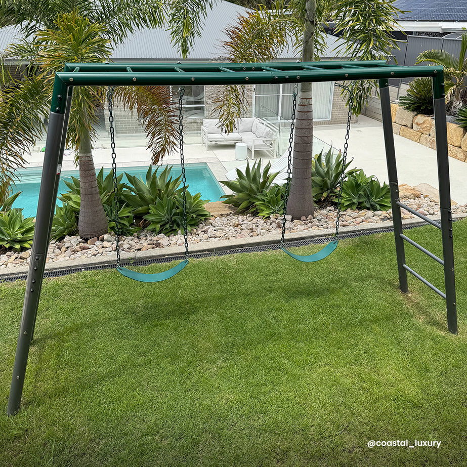 Stanley Commerical Steel Monkey Bars with Anchor Kit and Basketball Ring