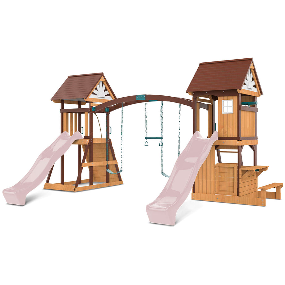 Armadale Swing Set & Play Centre with Two 2.2m Slide (Pastel Pink)