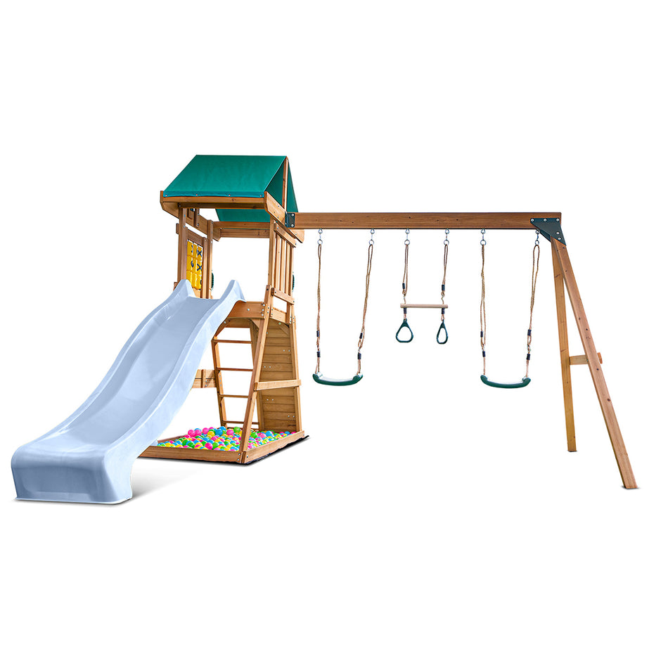 Birmingham Swing Set & Playground with 2.2m Slide (Pastel Blue)