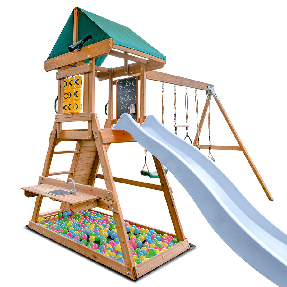 Birmingham Swing Set & Playground with 2.2m Slide (Pastel Blue)