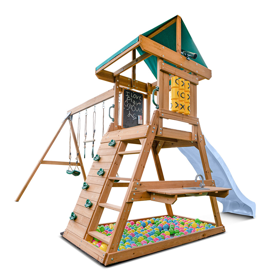 Birmingham Swing Set & Playground with 2.2m Slide (Pastel Blue)