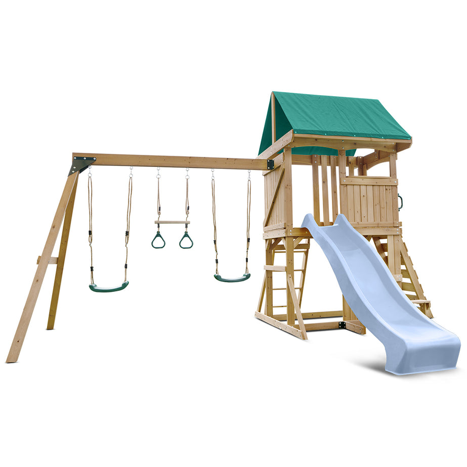 Carindale Swing Set & Play Centre with 2.2m Slide (Pastel Blue)