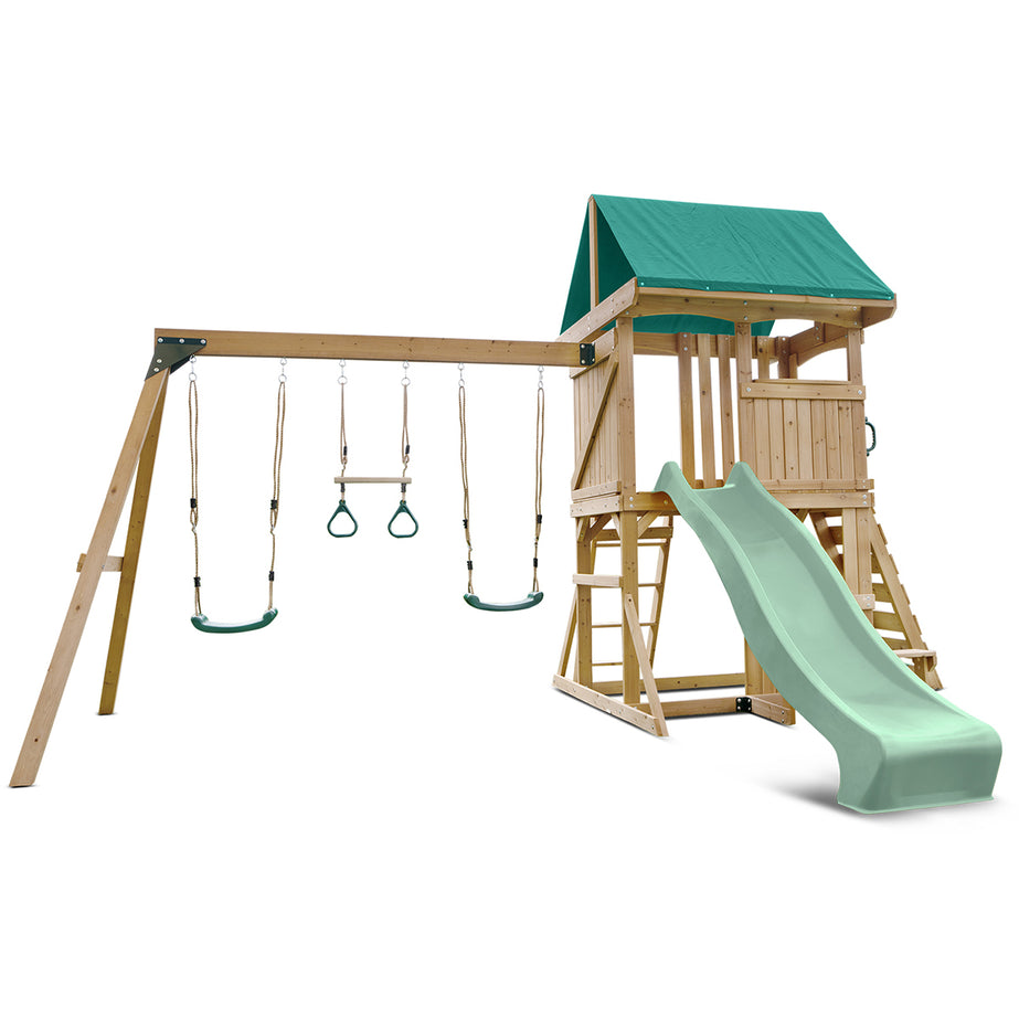 Carindale Swing Set & Play Centre with 2.2m Slide (Pastel Green)