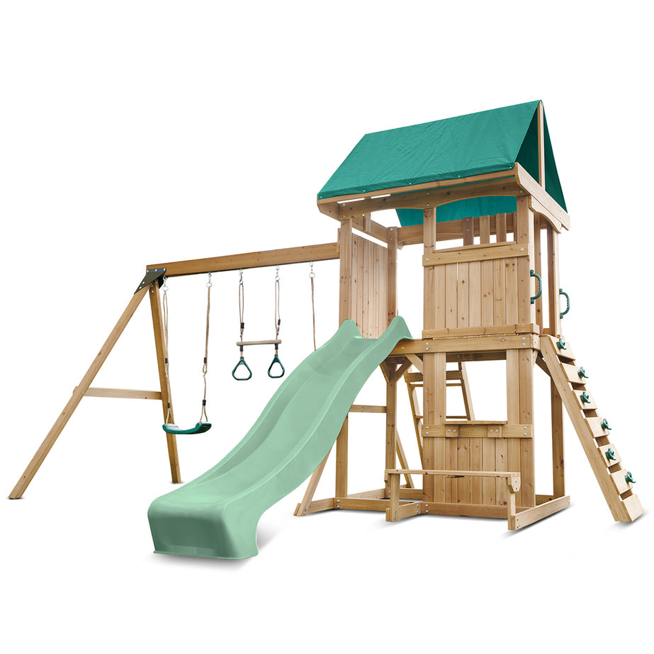 Carindale Swing Set & Play Centre with 2.2m Slide (Pastel Green)