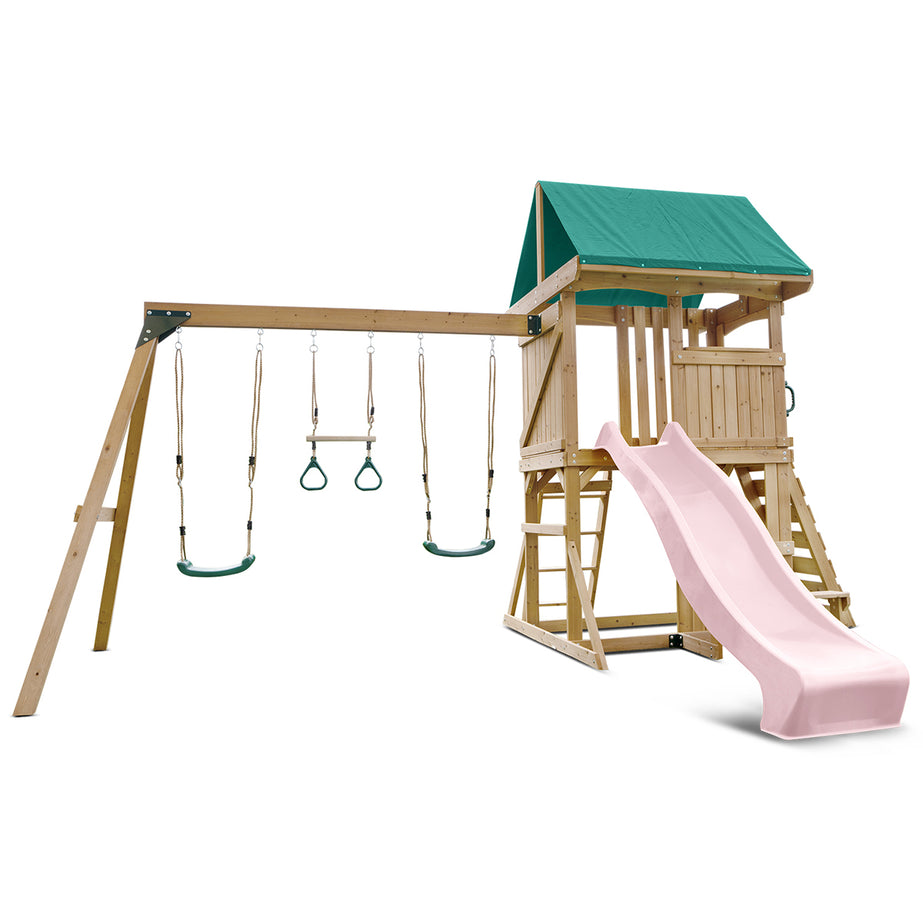 Carindale Swing Set & Play Centre with 2.2m Slide (Pastel Pink)