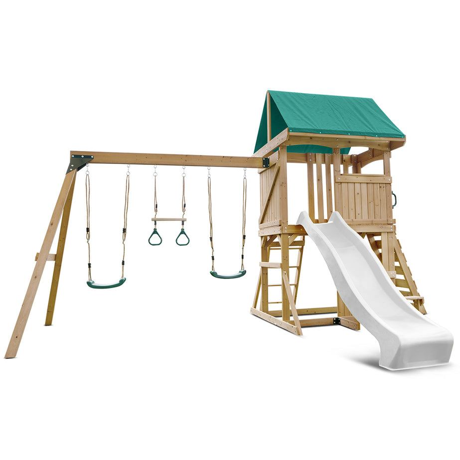 Carindale Swing Set & Play Centre with 2.2m Slide (White)