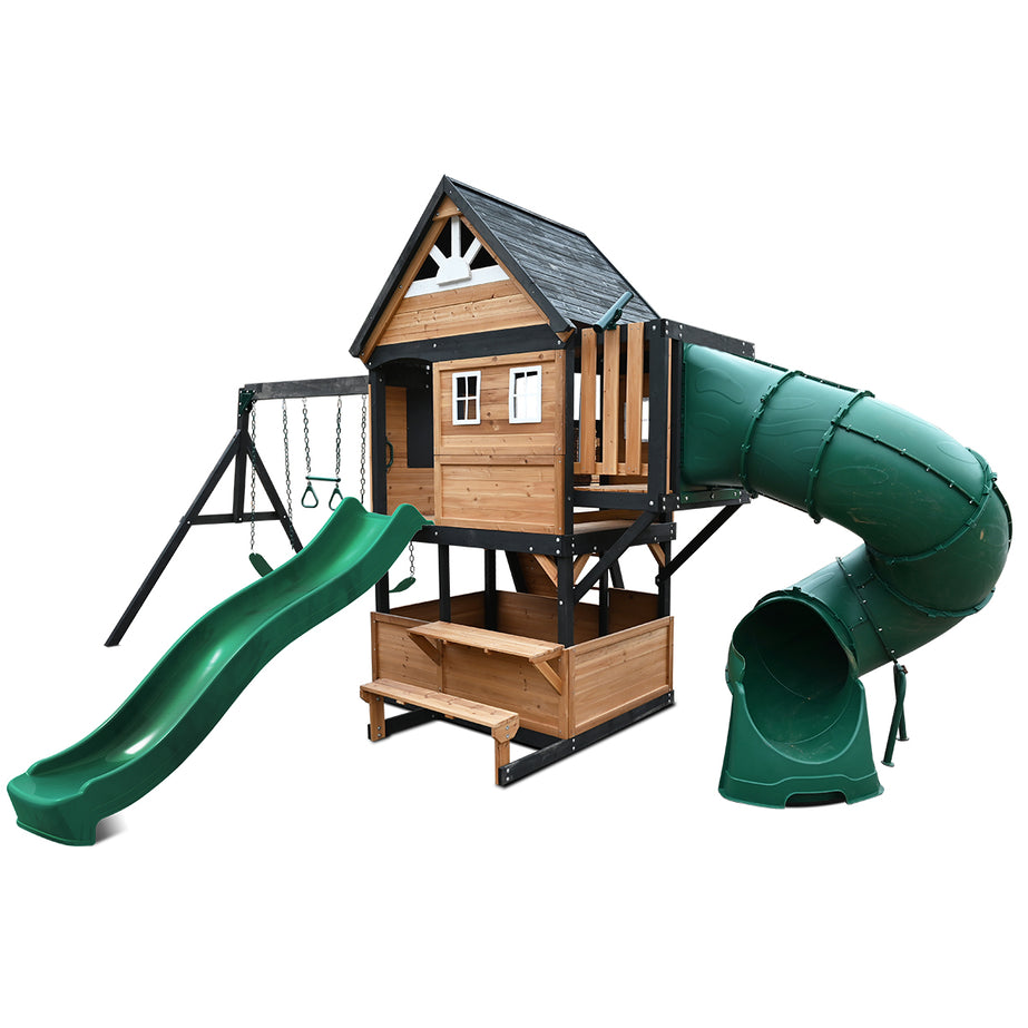 Claremont Swing Set & Playground with 2.2m Slide (Green)