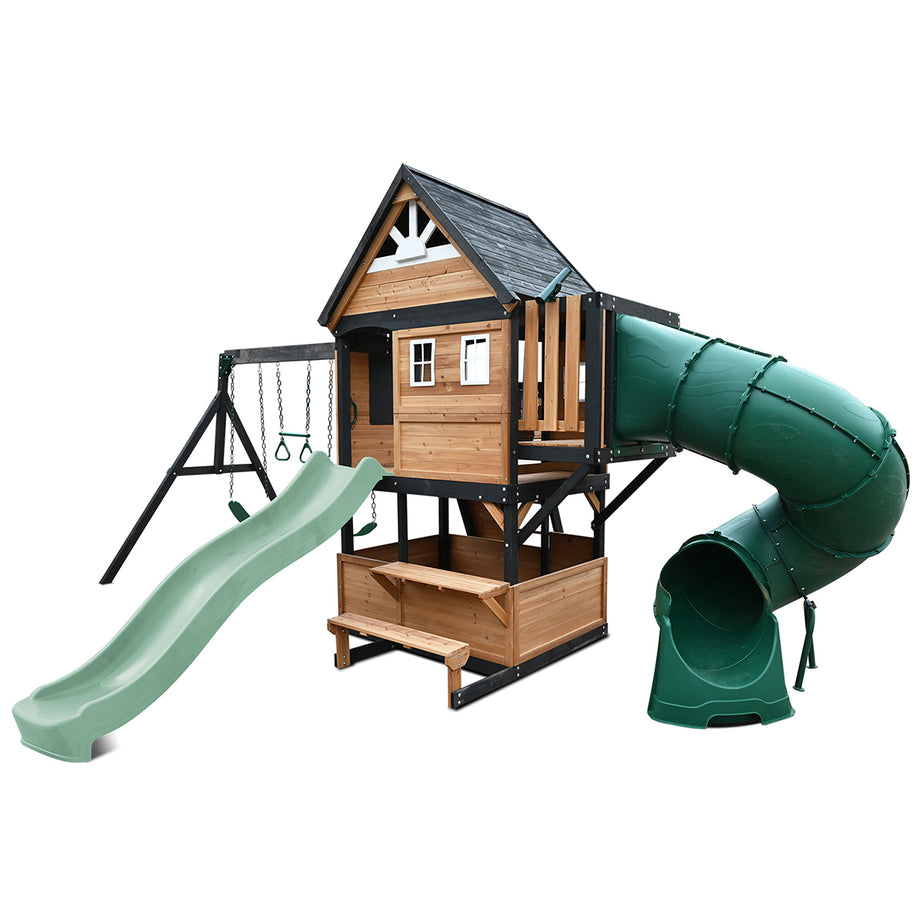 Claremont Swing Set & Playground with 2.2m Slide (Pastel Green)
